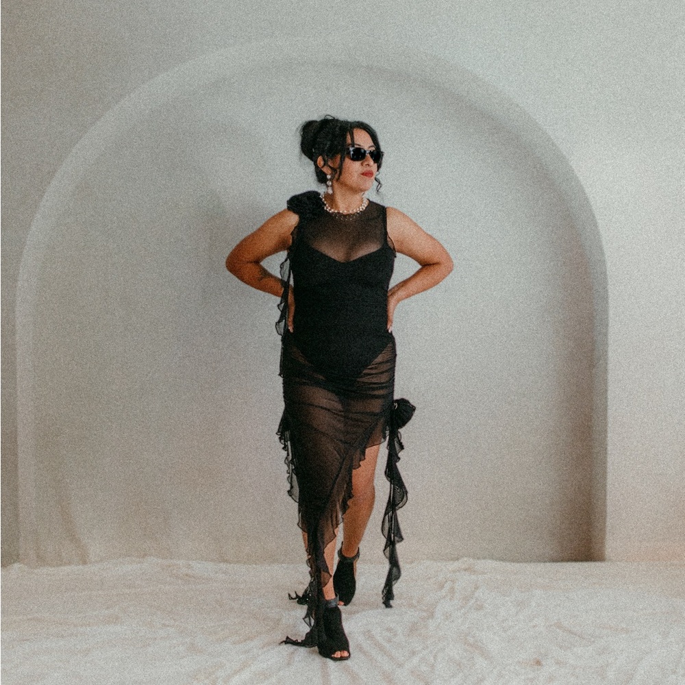 FashionNova sheer black dress